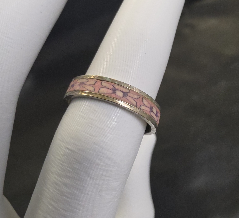Pink Floral Enamel Band Ring - Women Jewelry
